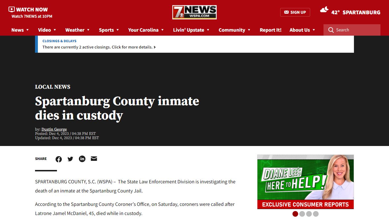 Man dies in Spartanburg County jail - WSPA 7News